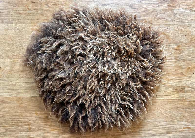 Gutschein – Fellfilzen Workshop: Zwei kleine Schafwoll-Sitzfelle filzen. Halbtagesworkshop von 13-19 Uhr. Inklusive Verpflegung und sämtliches Material. Keine Vorkenntnisse nötig. Du hast in diesem Workshop Zeit zwei kleine runde Schafwollfelle zu filzen. Passend für Stühle. Ein weiches, flauschiges Fell bereichert jede Seele und verströmt die richtige Portion «Gemütlichkeit» in deinem Zuhause. Gefilzte Felle sind Zeugen vom freien Leben der Schafe, sie sind pur, natürlich und aus 100 % Wolle, ganz ohne Leder. Ich bringe dir Schritt für Schritt bei, wie du ein eigenes, handgefertigtes Schaffell herstellst. Dabei werden wir die geschorene, unbehandelte Rohwolle von glücklichen Schafen mit Wasser und Seife so verarbeiten, dass ihre Felloptik möglichst erhalten bleibt. Die Rückseite darfst du individuell gestalten. Fellfilzen ist ein schmutziger aber sinnlicher Job. 