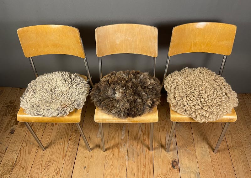 Sitzfell vom Texelschaf – Schokoladenmelange modern.
Dieses Sitzfell stammt von einem blauen Texelschaf von der Insel Texel – ein kompaktes, knuffiges Stück Natur in Schokoladenbraun mit hellen Einsprengseln, ein bisschen wie Schokolade mit einem Hauch Milch. Ein kühles, modernes Braun, das sich mühelos in jede Umgebung einfügt.

Die Wolle ist kräftig, dicht und komfortabel, ideal, um sich darauf niederzulassen, die Seele baumeln zu lassen und einfach den Moment zu geniessen.

Das Texelschaf stammt aus den Niederlanden von der Insel Texel und ist bekannt für seine Vielseitigkeit, Robustheit und sanfte Art. Es liefert Wolle, Fleisch und Ruhepol zugleich – ein echtes Allround-Talent unter den Schafen.

Ein Sitzfell mit Charakter – charmant, ehrlich und jawoll, genau so wie ein Texelschaf es liebt.