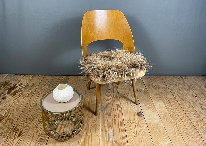 Haselnuss-Honig – Sitzkissen vom Walliser Landschaf.
Manchmal braucht es einfach ein bisschen mehr – mehr Flausch, mehr Wärme, mehr Raum zum Durchatmen. Dieses Sitzfell in Haselnuss-Honig hat Fasern, die bis zu 15 cm lang tanzen dürfen – robust, lebendig und mit einer Prise Wildheit.

Gefilzt aus der Wolle des Walliser Landschafs, einer alten Schweizer Rasse, die von ProSpecieRara erhalten und gefördert wird. Diese genügsamen, wetterfesten Schafe grasen auf den Bergweiden und Alpen – ihr Fell erzählt Geschichten von Wind, Sonne und Fels.

Das Sitzkissen ist etwas grösser im Durchmesser, perfekt für Sessel oder Stühle mit grosszügigerer Sitzfläche.
Ein Stück Bergnatur – zum Draufsitzen, Durchatmen und die Seele im Haselnusslicht baumeln lassen.